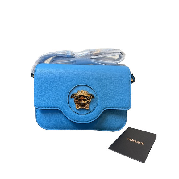 Versace La Medusa Small Shoulder Bag In Blue NWT - Picture 2 of 9